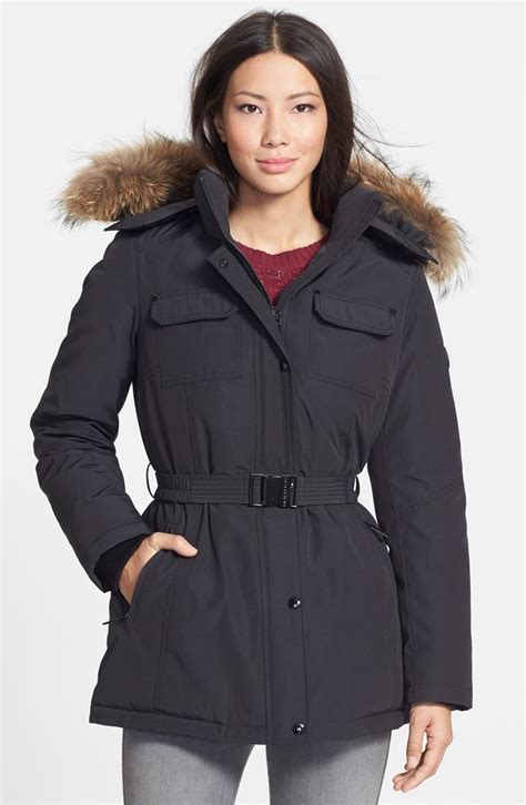 michael kors marsha faux fur hood trim cargo jacket